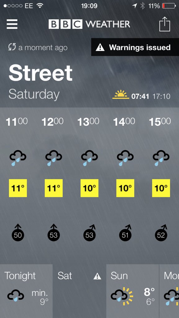 CleeveWestTown's tweet photo. @somersetcfl
I think our game at @fcstreet is looking unlikely..! #forecast #morerain #desperatetoplay https://t.co/CY6wqL1tCP