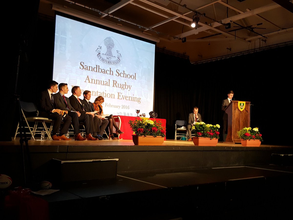 SandbachSport's tweet photo. And we are off! @SandbacSchRugby Presentation Evening! #RecognisingCommitment #SchoolSport #Sandbach https://t.co/0ZZQ7xOMC9