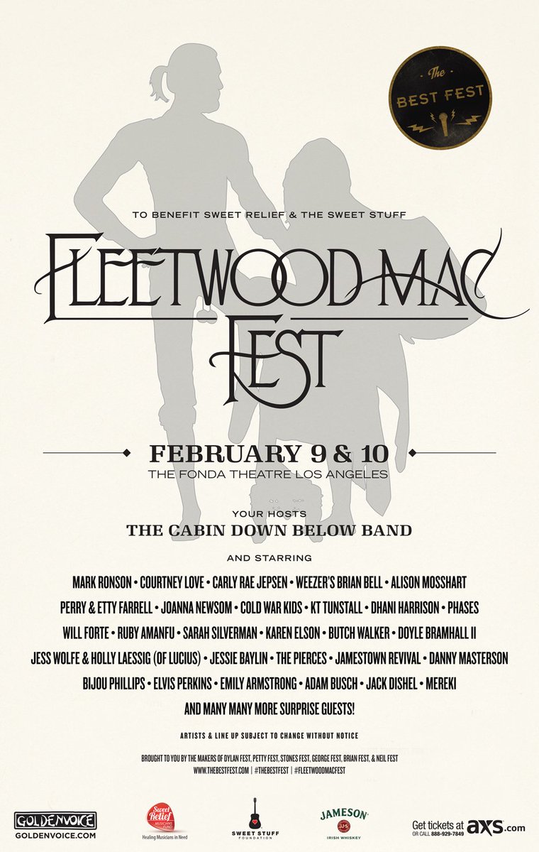goldenvoice's tweet photo. We're celebrating @fleetwoodmac 2/9 + 10 @FondaTheatre. #RT to win tix + a @TheCoffeeBean giftcard #fleetwoodmacfest https://t.co/xwN5jpXVF5