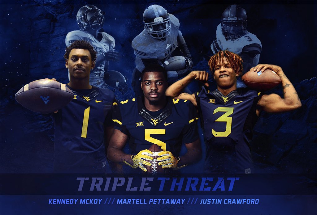 coachseider's tweet photo. The reload. New to the 7-11 crew #AlwaysOpen #WVU #MoveThoseSticks @KennedyMcKoy @YeeaahhP @datcrawfordboyy https://t.co/V7rmIcqbNM