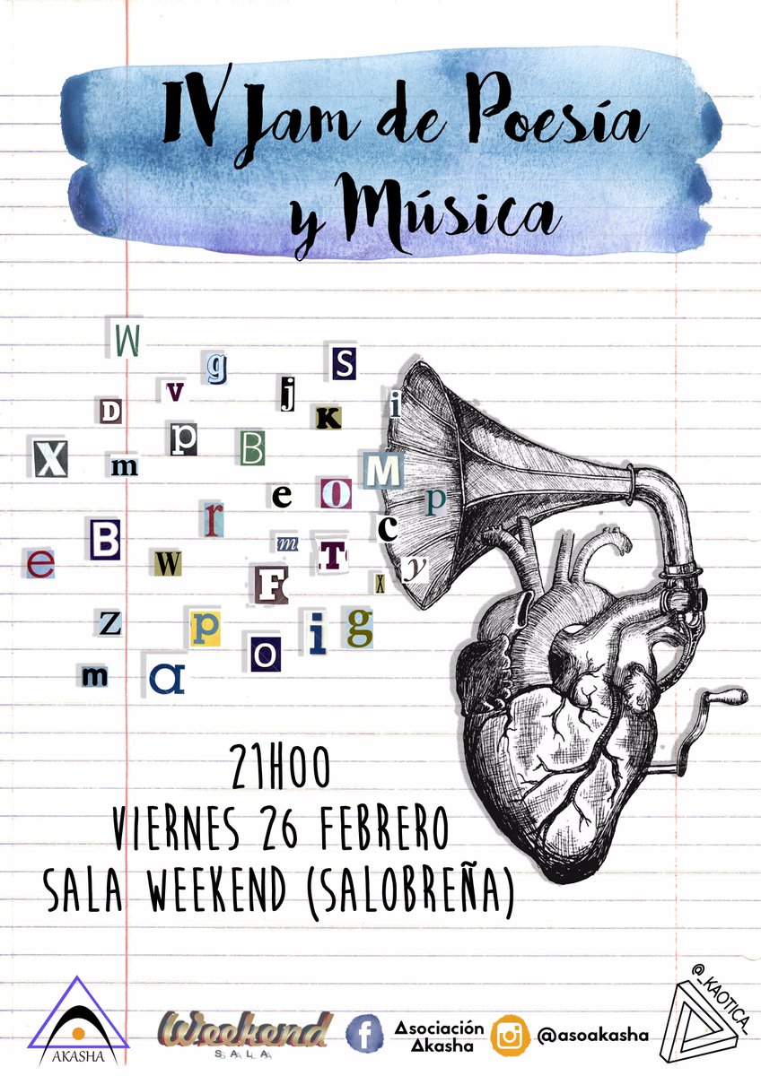 AkashaCultura's tweet photo. ¡Nuestra IV Jam de Poesía y Música será el próximo 26 de #Febrero !Te la vas a perder?  #Música #Poesía https://t.co/fIOFT88Yiz