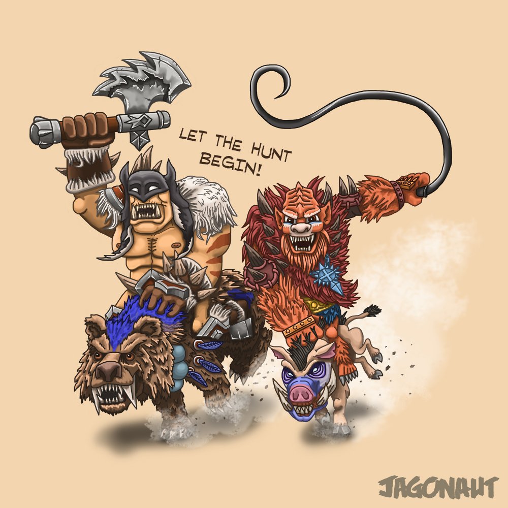 totalteamups's tweet photo. "Let the hunt begin!" - Rexxar meets Beast Man for some animal action! Sounds really dodgy! @Warcraft #TotalTeamUps https://t.co/d6Ct7hqEjw