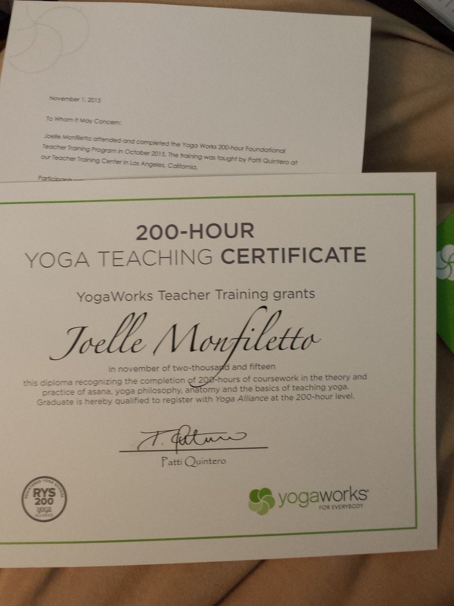 After a life changing 200hr program...It's official! @YogaWorks #growwithit