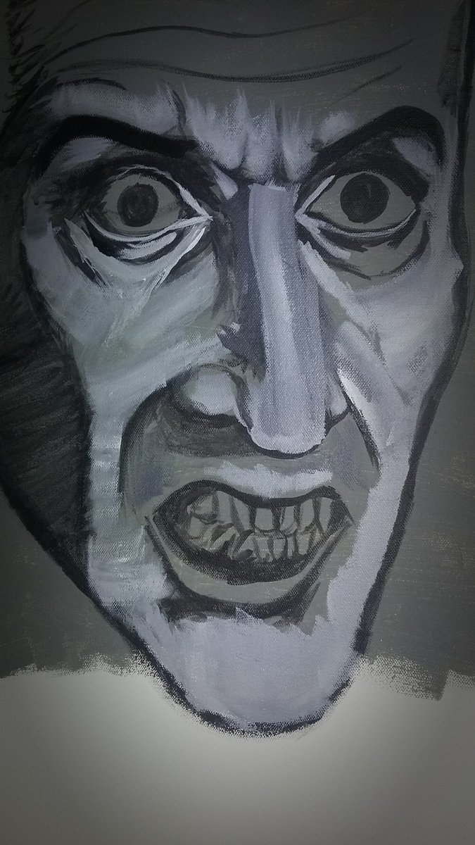 MatthewWilberg's tweet photo. First stab at Christopher Lee as Dracula .Lots more work to go.#Dracula #HammerHorror #ChristopherLee #StarvinArtist https://t.co/hQS1uCz9jG