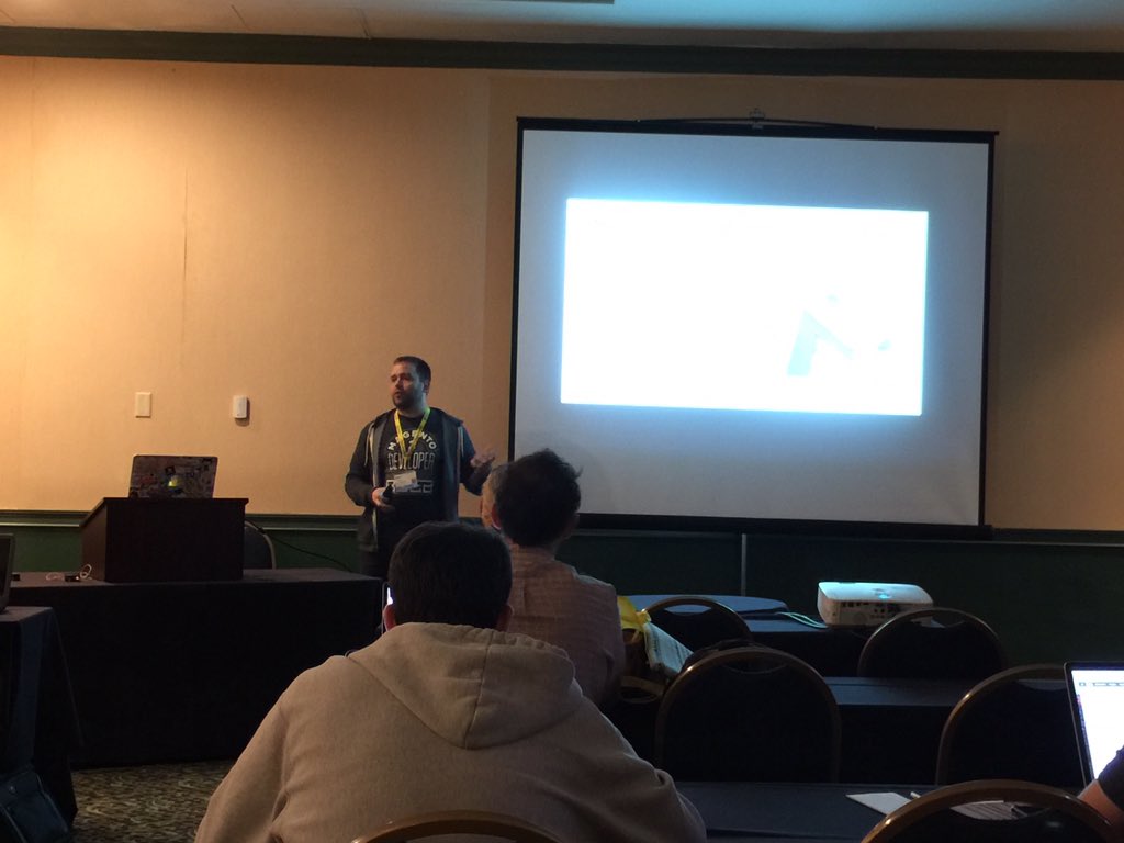 jcleblanc's tweet image. Getting a great overview of new Magento enhancements by @benmarks at #ssphp16