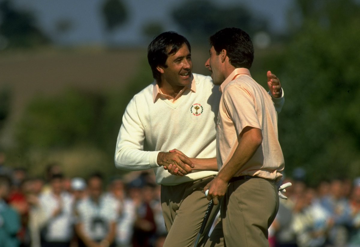 RyderCupEurope's tweet photo. Seve and Ollie won twice as many Ryder Cup points together (12) as any other pair in history. #GoEurope https://t.co/qEQU4qIWeS