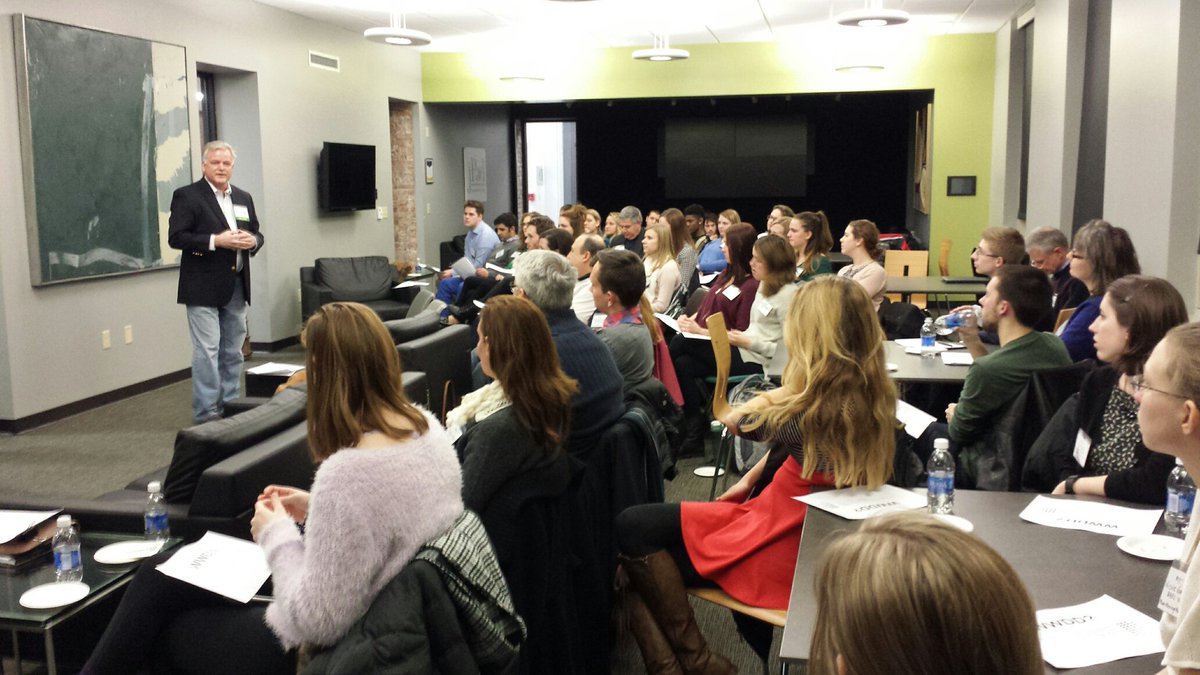 MUCommAlumni's tweet photo. Big Shoes Networks Founder Jeff Carrigan speaks to a packed house of alumni and students at #MUDCCAA mentoring event https://t.co/iaIAkkCgiS
