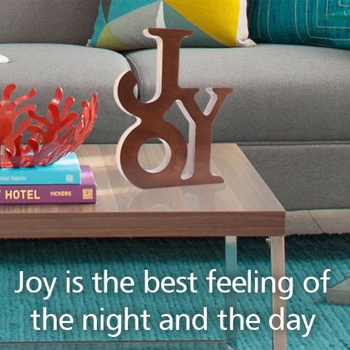 “la alegría es el mejor sentimiento de la noche y el día”, representala con nuestro Joy de madera. #SpacePersonality