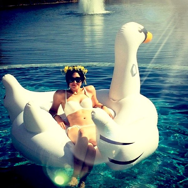 This seems like fun and my friends are enjoying it #FujikoFriday ..plus on an inflatable swan, how playa is that?