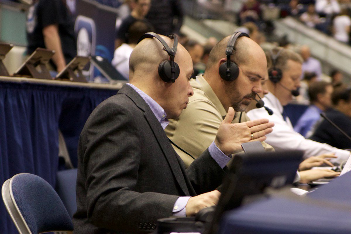 KSLdads's tweet photo. The many faces of @gregwrubell :  People who LISTEN to the Voice of the Cougars are missing half the fun. #BYUhoops https://t.co/2TQiSW8cat