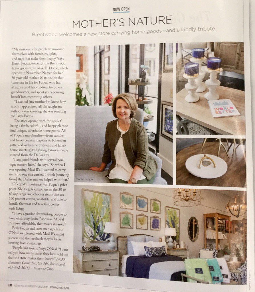 Thank you NASHVILLE LIFESTYLE!  #February #shopmaxib #Nashville