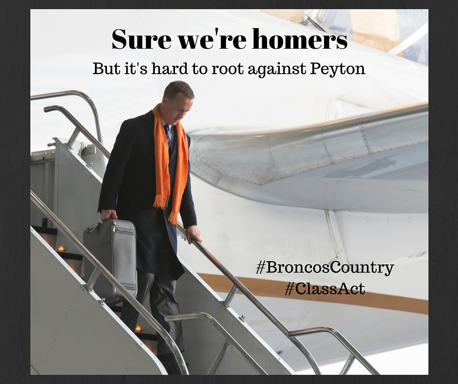 Our Denver employees wish #PeytonManning and the <a href="/Broncos/">Denver Broncos</a> luck on Sunday! #GoBroncos
