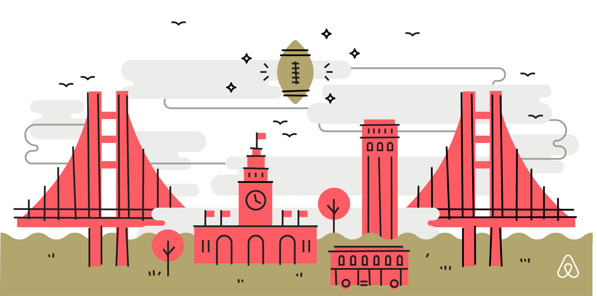 Airbnb's tweet photo. We project Airbnb guests will spend more than $21 million in the Bay Area this week 🏈 https://t.co/4DvoTVZcJU https://t.co/tHawCro833
