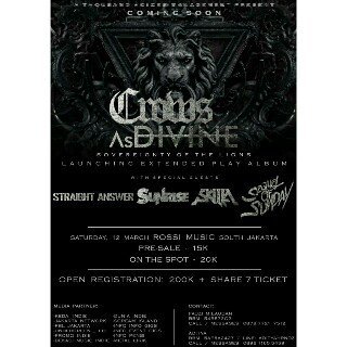 Welcome to 13 march. "LAUNCHING ALBUM EP" <a href="/CADofficialjkt/">CROWS AS DIVINE</a> At rossi music fatmawati. Need more extreme band!