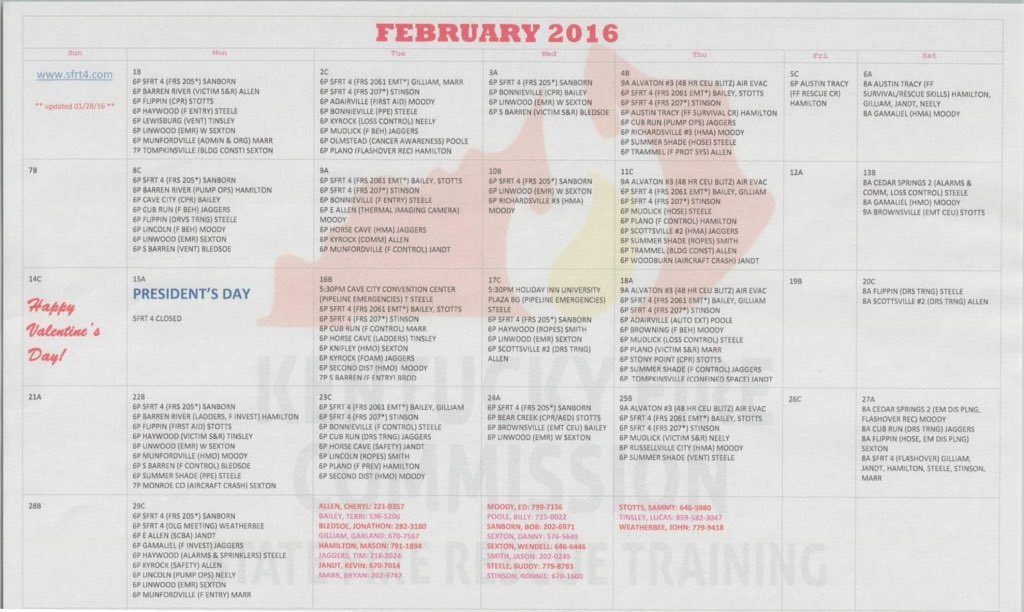 HalifaxFire50's tweet photo. State classes for February around the area. https://t.co/u2FMnhfzuO