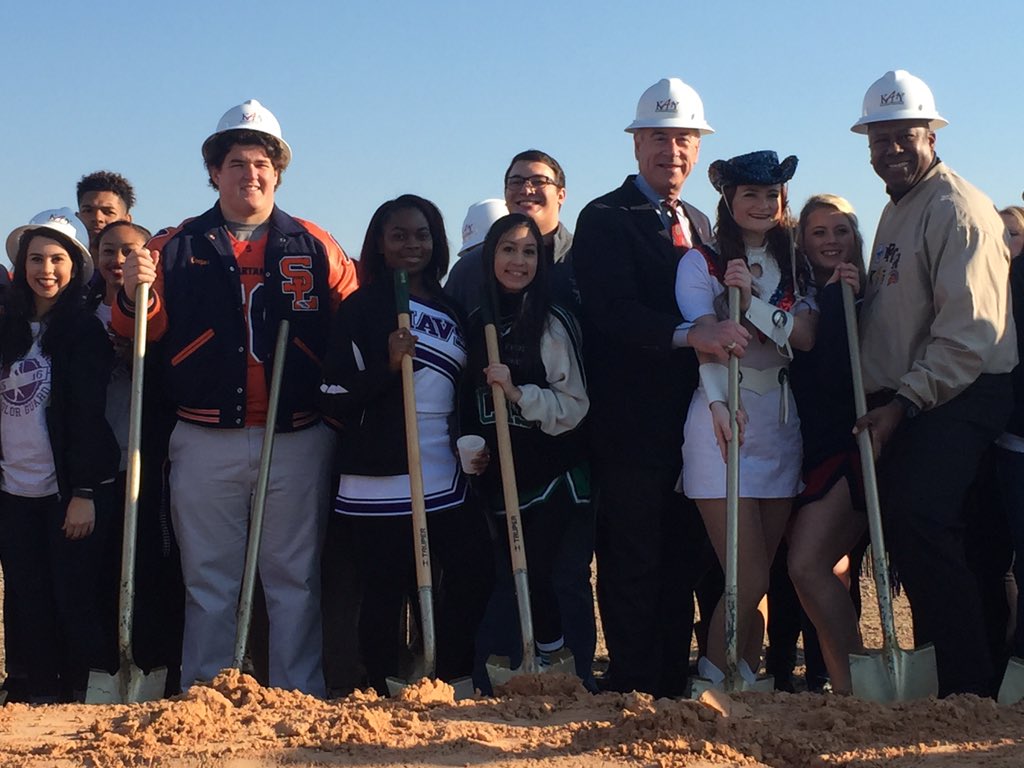 EberlyLorraine's tweet photo. Fun at the katy isd groundbreaking. What an honor for my team to be represented by their senior captain! #mrhscheer https://t.co/t3xNfsHgxR