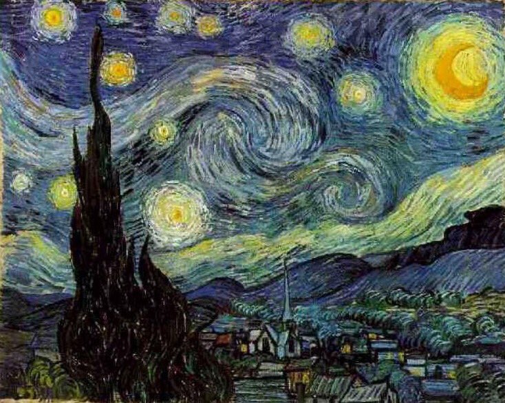 lovefortheeyes's tweet image. The Starry Night by Vincent Van Gogh, sketch and painting