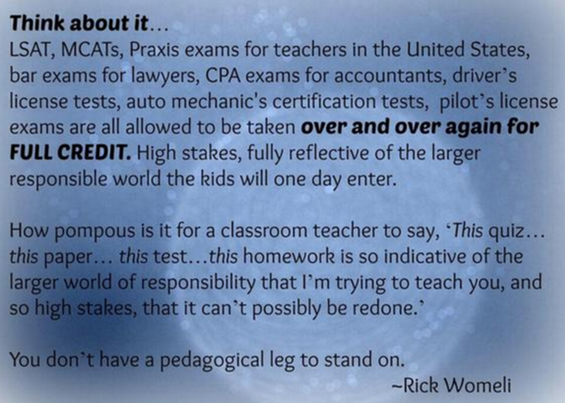 justintarte's tweet photo. If you still don't believe in redos &amp; retakes, then take a moment &amp; read this: #edchat via @rickwormeli2 #education https://t.co/peYKZrre7r