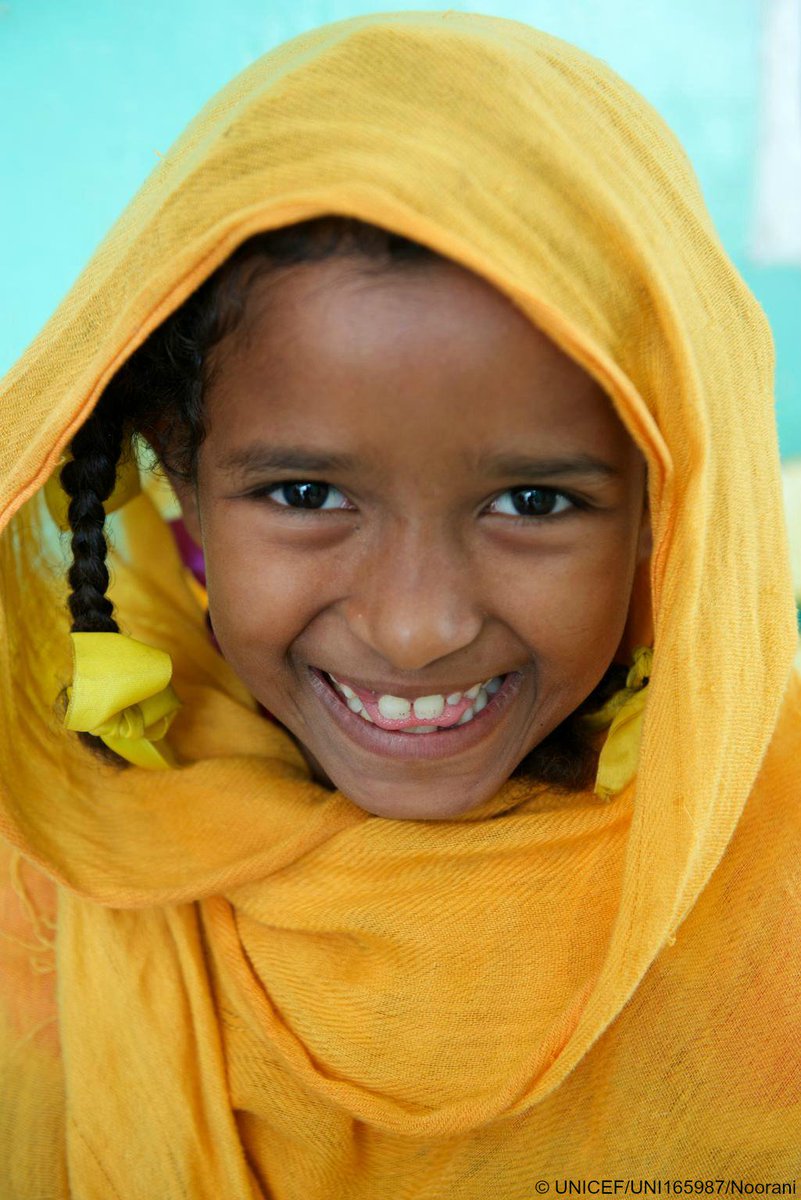 A young girl smiles at a nutrition centre in Sudan. Have a great weekend everyone!