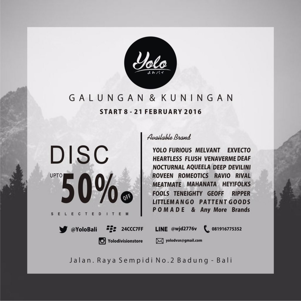 Prepare your day guys lets check info at instagram : YOLODIVISIONSTORE
