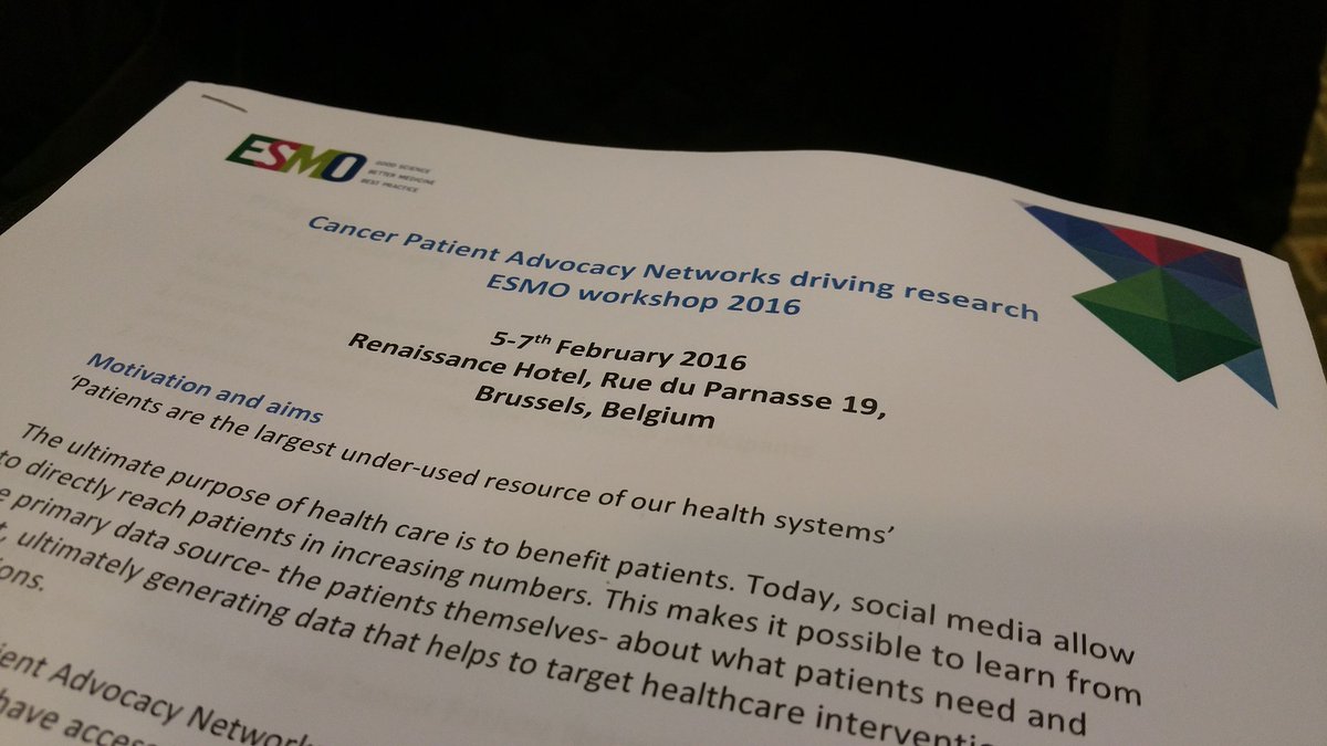 @myESMO workshop #cancerpatient networks driving research today & tomorrow #Brussels @cancereu