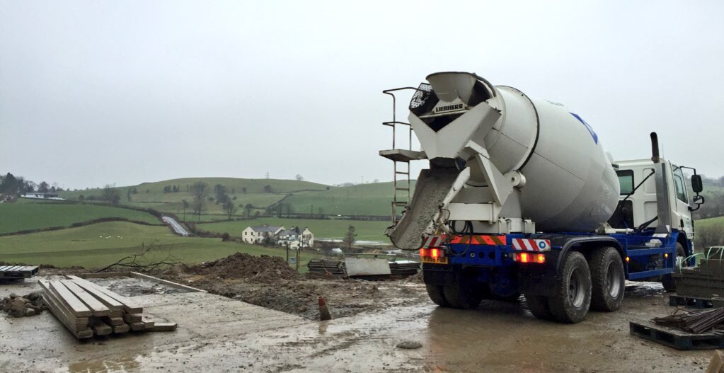 Today's load of concrete is the last of many that have gone into these new buildings this year. #farmforthefuture