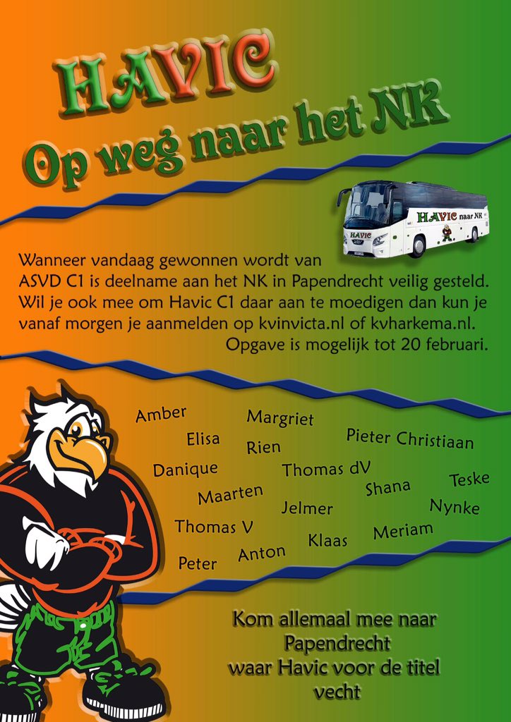 HAVIC_C1's tweet photo. Kom allen mee naar Papendrecht waar HAVIC C1 voor de titel vecht op zaterdag 19 Maart! Opgave voor 20 februari!!! https://t.co/JjIMs1JmPf