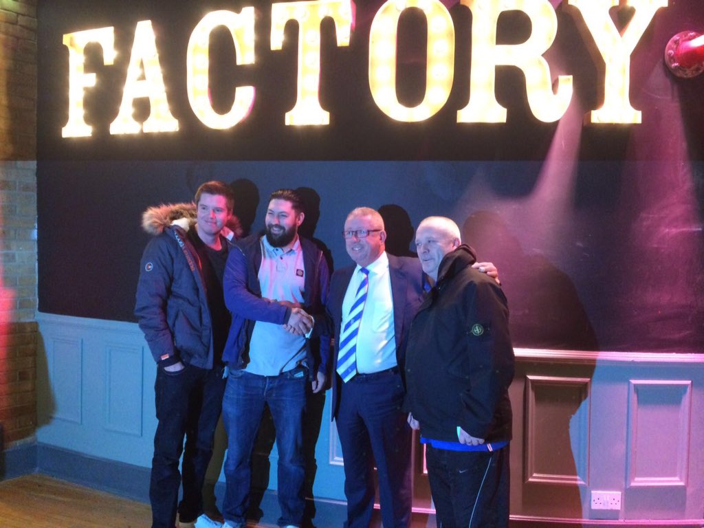 TheGillsFC's tweet photo. FACTORY: The first customers are in and enjoying their free pint. #GFCFactory https://t.co/Afp6NKwtYx