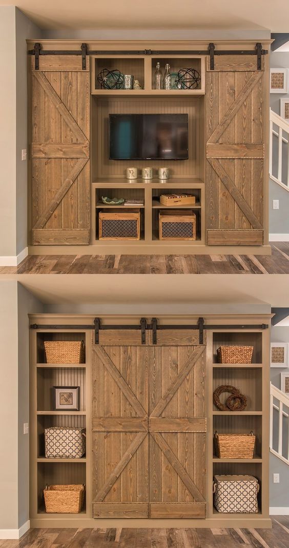 donnamancini's tweet image. Perfect hideaway media cabinet! #rusticlove