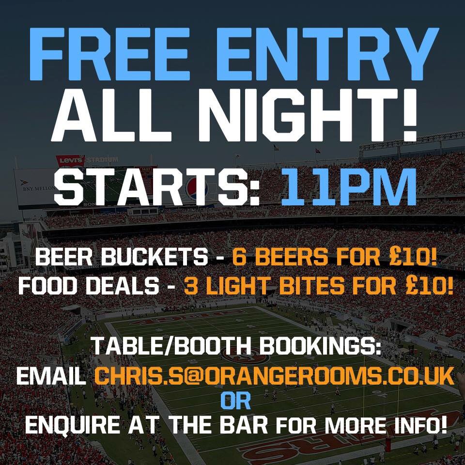 orangerooms's tweet image. 2/2 FREE entry all night! Email chris.s@orangerooms.co.uk for one of our last few tables! #superbowl #southampton