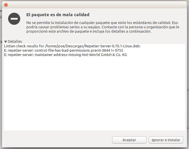 _JDValle's tweet image. Ese momento en el que te dispones a instalar #RepetierServer para #Ubuntu y tu SO te sorprende con esto...