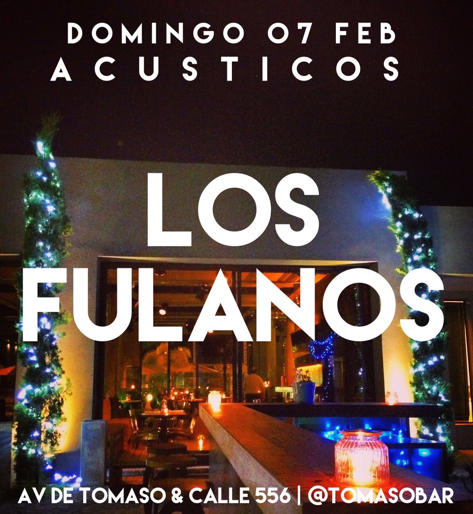 TomasoBar's tweet photo. El domingo es más lindo en @tomasobar 👌🏻 Mañana nos visitan #LosFulanos con sus acuáticos 🎤🎸🍕🍻 https://t.co/yfJ2uWSFHJ