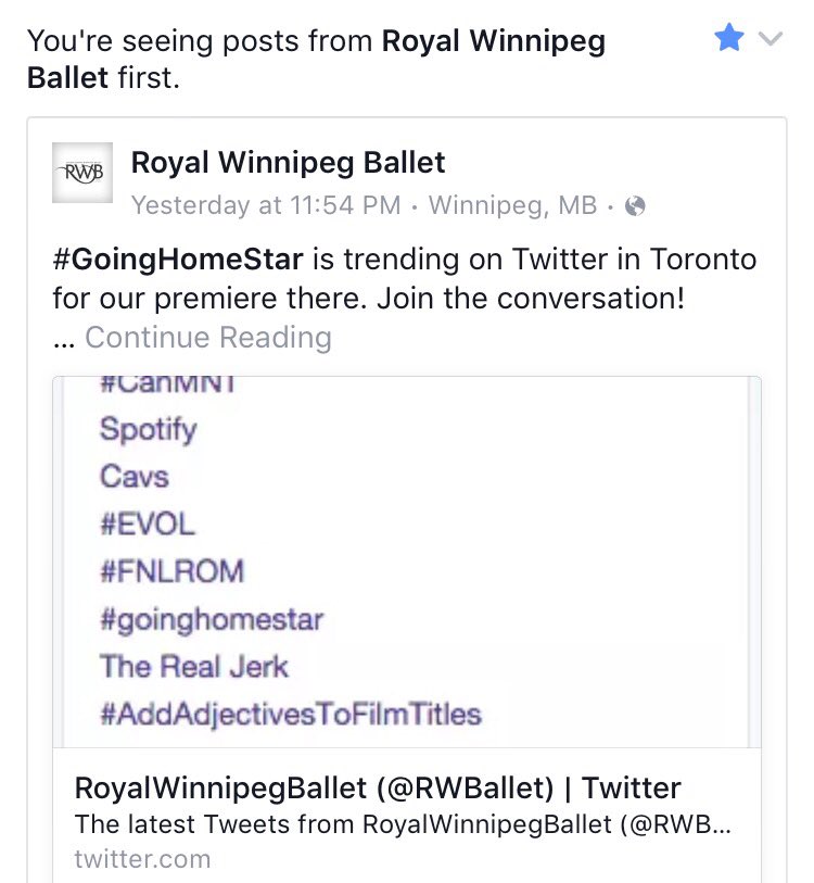 theLarah's tweet photo. Wow @RWBallet was trending in #Toronto #rwbgoinghomestar https://t.co/xm4q7zzrk9