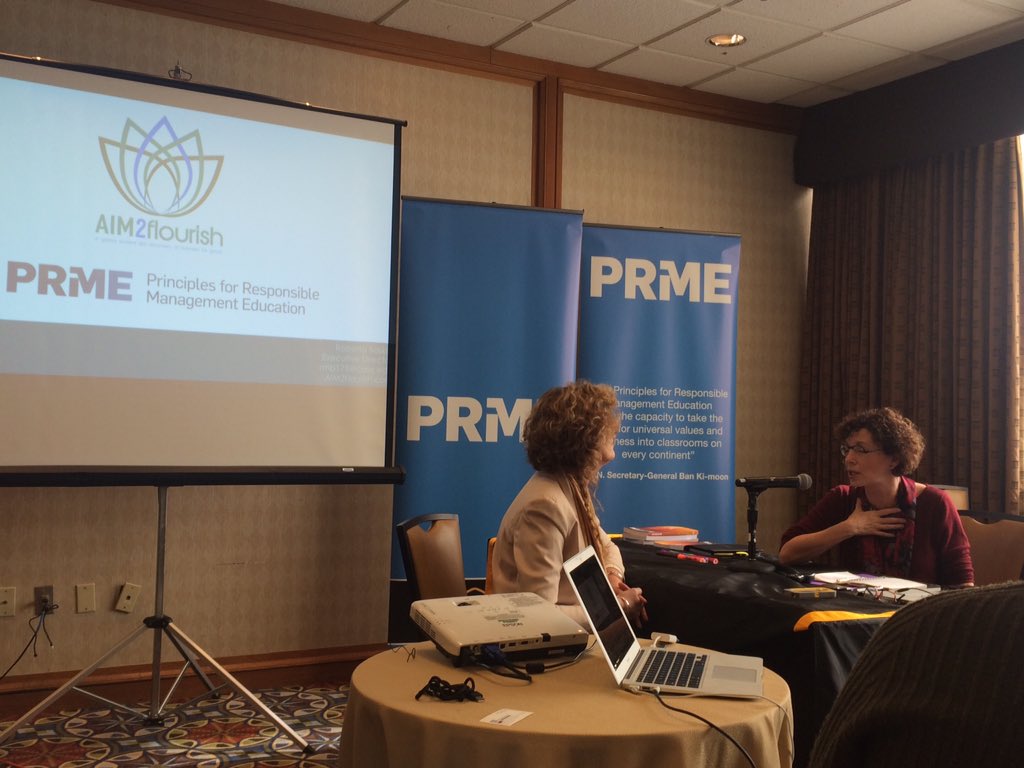 jonas_haertleUN's tweet photo. Roberta Baskin &amp; Isabel Rimanoczy introduce @AIM2Flourish #GlobalGoals project at #PRMENA meeting. @caseweatherhead https://t.co/Jy9ZRvSVmh