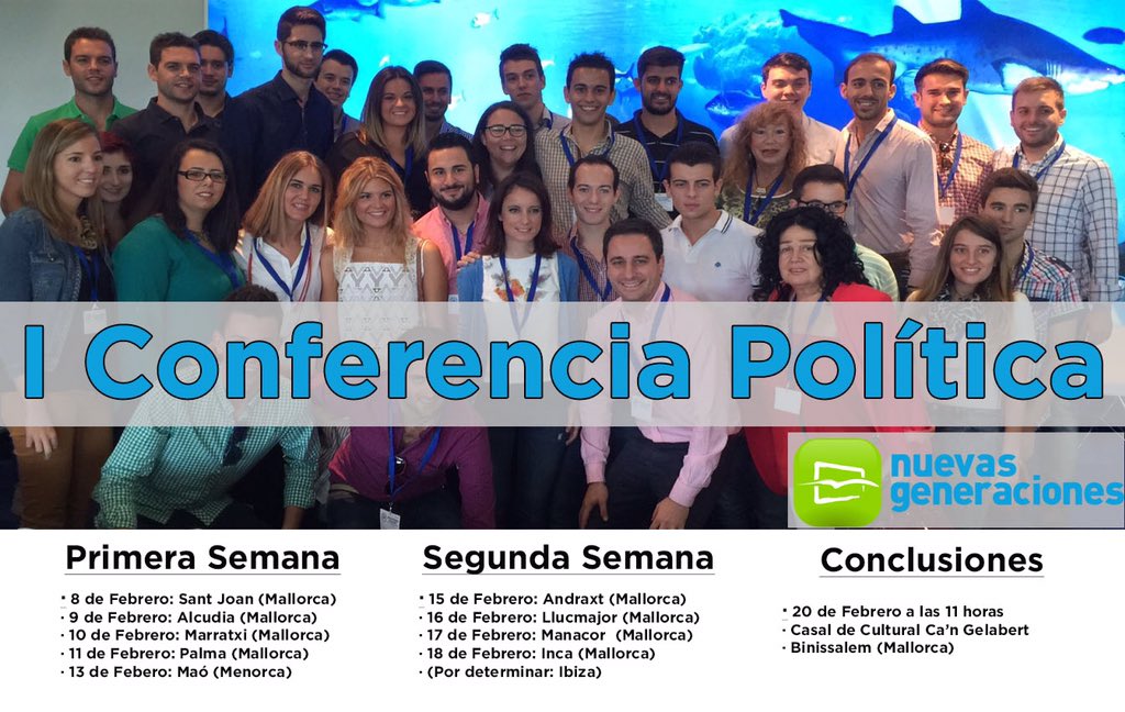 NNGGBalears's tweet photo. NNGG Baleares celebra este mes de febrero su I Conferencia Política. ¡Participa! https://t.co/E3EEsK8bDC