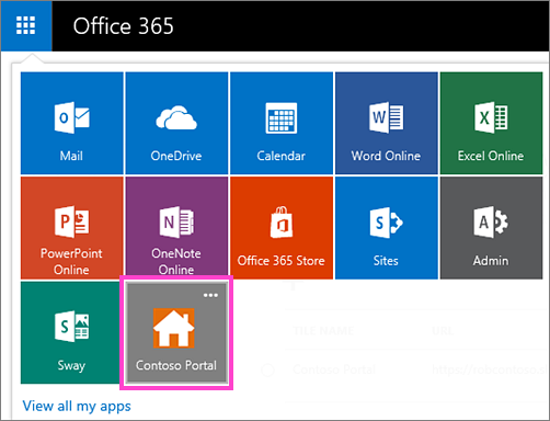 SharePoint's tweet image. Add custom tiles to the My apps page and app launcher! ow.ly/Y0zWs
