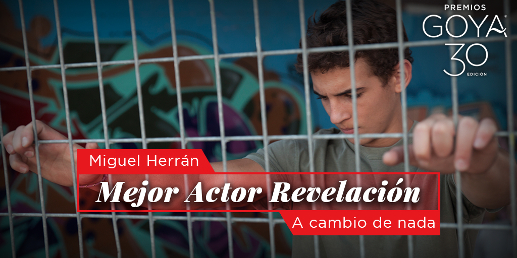 PremiosGoya's tweet photo. El #Goya2016 al Mejor Actor Revelación es para Miguel Herrán, por @ACambioDeNada. https://t.co/gXlwt5muD0