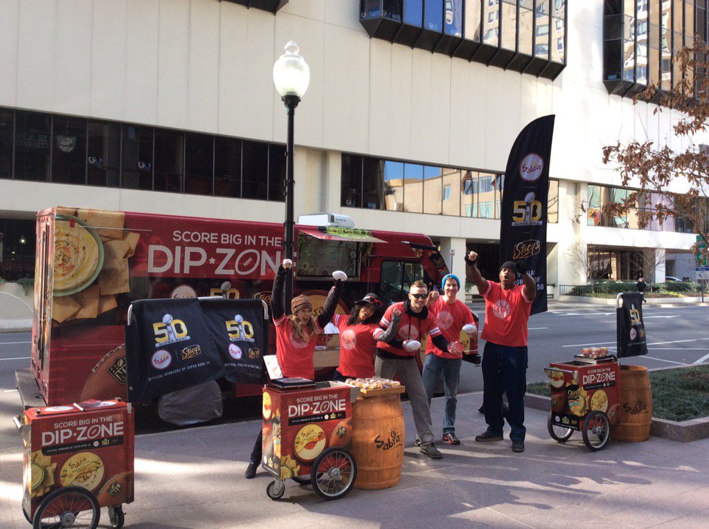 SabraTour2016's tweet photo. Let's kickoff #SuperBowl50 @Sabra #KeepPounding 400 S College #CharlotteNC #CarolinaPanthers #sabrahummus #NFL #NC https://t.co/saUhcyR54M