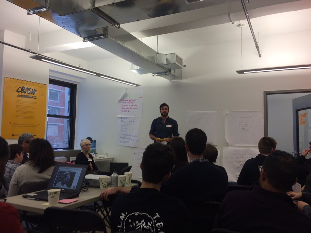 At activist training with <a href="/transalt/">Transportation Alternatives</a>. Intersectionality includes safe streets! #YCYV