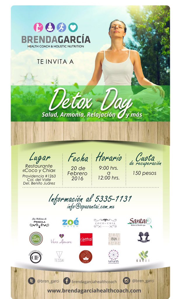 brengarciamx's tweet photo. Detox day: yoga, meditación, comida saludable y taller de comida Healthy.

Info: 53351131 o a info@spasantai.com.mx https://t.co/xEjrI4g4wh