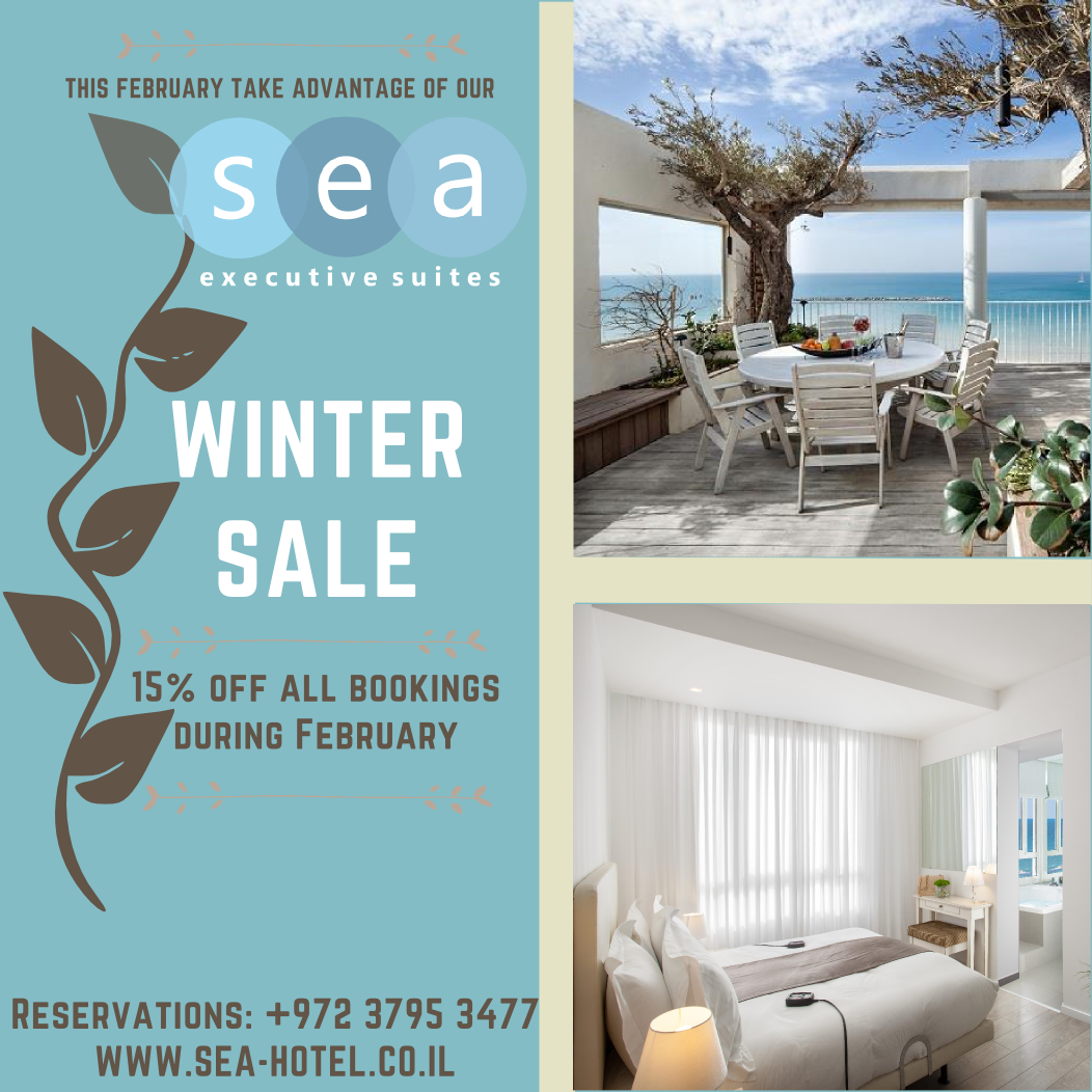 seasuitestlv's tweet photo. #WinterSale #February #ValentinesDay #TreatYourself #VisitIsrael #LuxuryTravel #BoutiqueHotel #SEASUITES https://t.co/aFDYuxapHo
