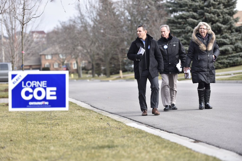 Our Leader <a href="/brownbarrie/">brown barrie</a>  &amp; <a href="/lornecoe/">Lorne Coe</a> out knocking on doors for our last #WhitbyOshawa Super Saturday canvass!