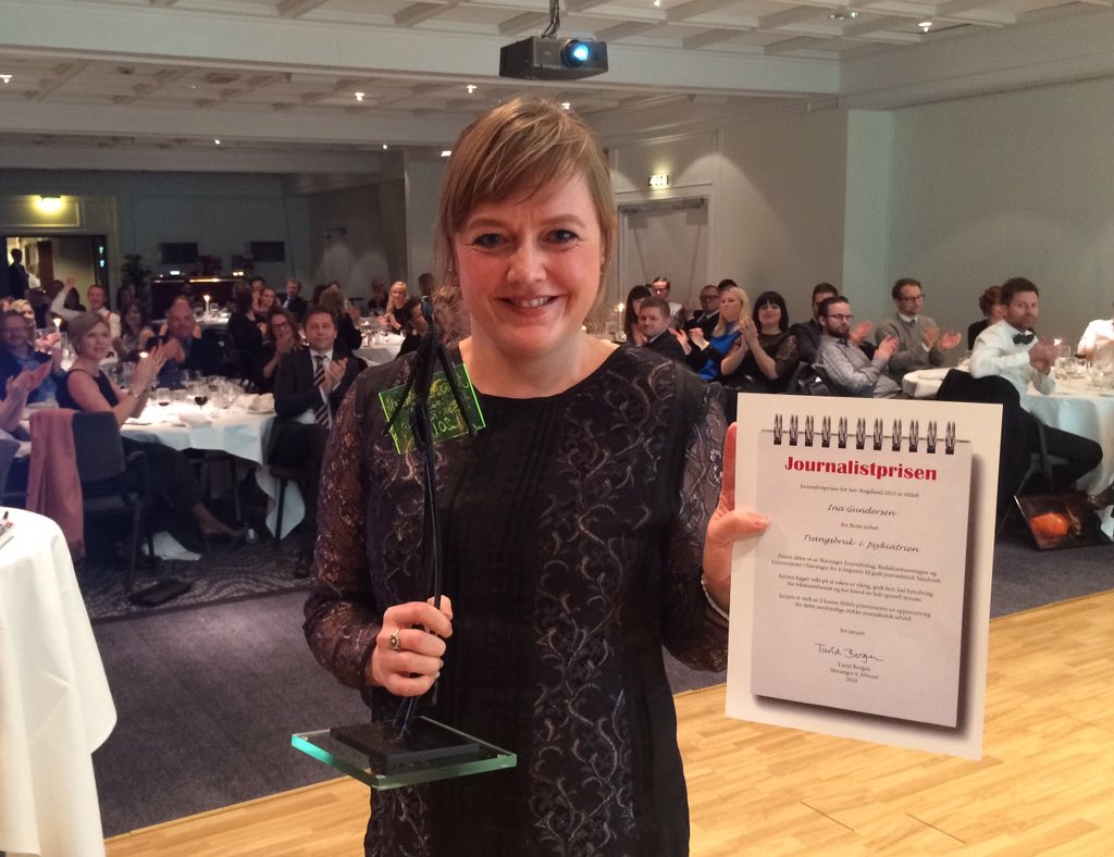 SVGJournalist's tweet image. Journalistprisen for Årets Nyhet til Ina Gundersen @StvAftenblad! #Pressefesten