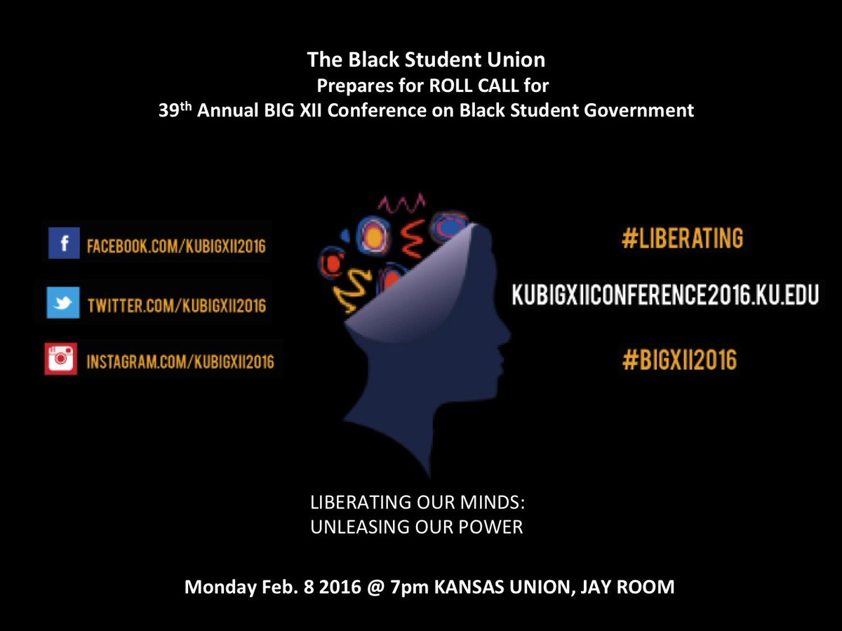 kansasbsu's tweet photo. It's Conference time! Come Join us this Monday Feb. 8, 2016 at 7pm in the Kansas Union, Jay Room. https://t.co/1Zy2817Hv9