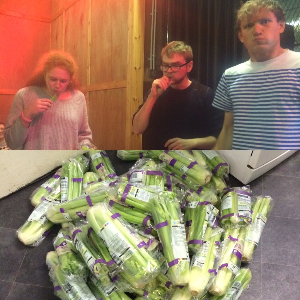 centralstudent_'s tweet image. Session 2 of Student Weekend Away of course starts with the celery challenge. #celerygate
