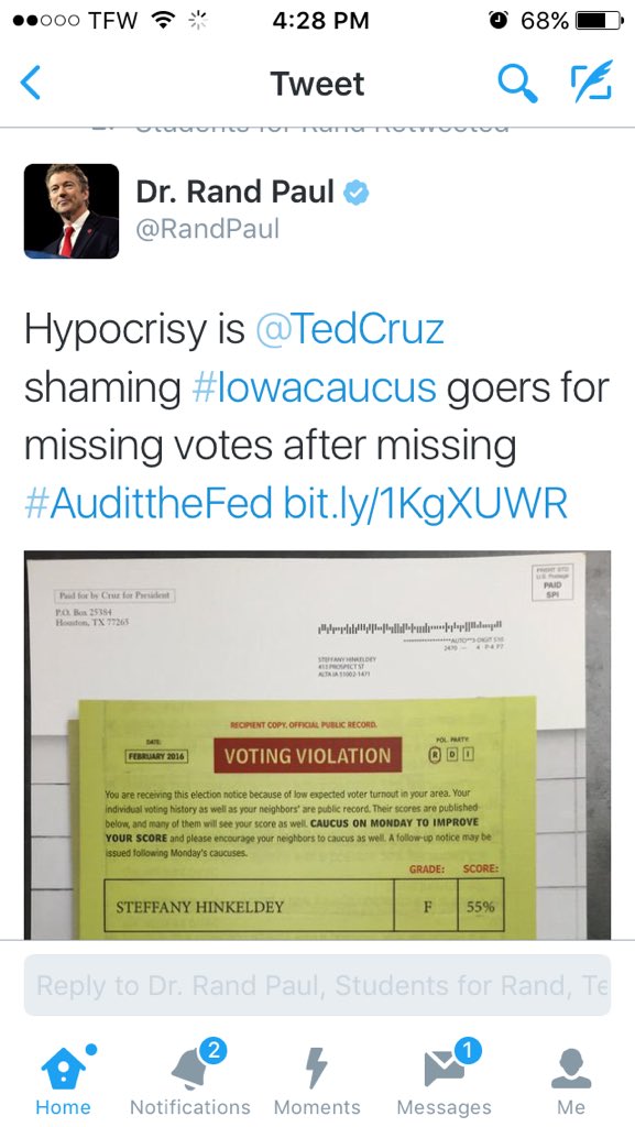 FreeTheMitten's tweet photo. Reasons I love @RandPaul #StillRanding https://t.co/BYzP99jIDB