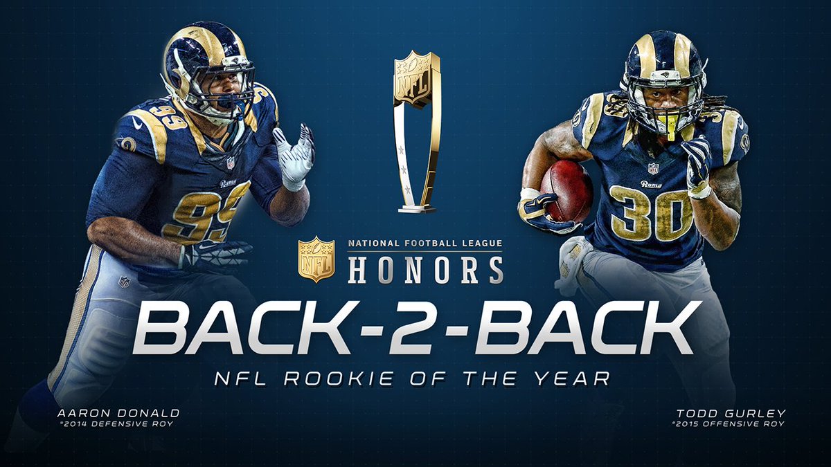RamsNFL's tweet photo. Rookie of the Year for the second straight season 

#Rams Back 2 Back 📺 | https://t.co/0HujUF6DCC https://t.co/W1PPqAQy3p
