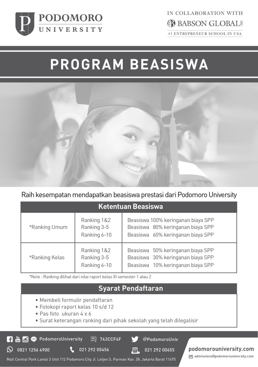 halokampus's tweet photo. Cara mudah dapatkan beasiswa di @PodomoroUniv! https://t.co/dndpCbhgjw