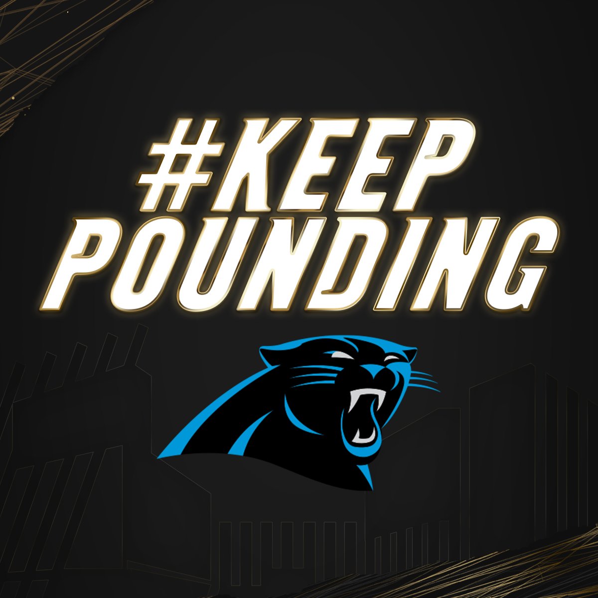 Panthers's tweet photo. One day until #SB50! Make THIS your profile picture and RT to show the world that we will ALWAYS #KeepPounding! https://t.co/GQXAYCb3RT