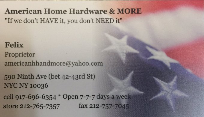 Amazing News - #NYC #9thAve NOW has their first #24-hour #Hardware Store. #AHH&MORE https://t.co/mld